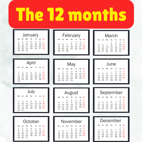 English writing techniques: Months of the Year